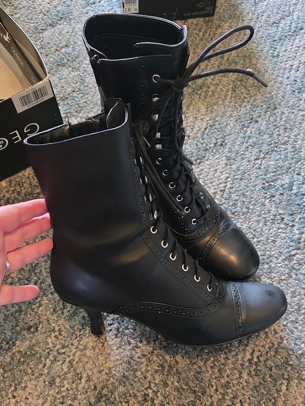 George Black Lace-Up Victorian-Inspired Ankle Boots